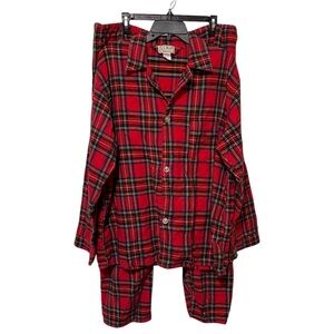 LL Bean Vintage Scotch Plaid Flannel Pajama Set Size XL